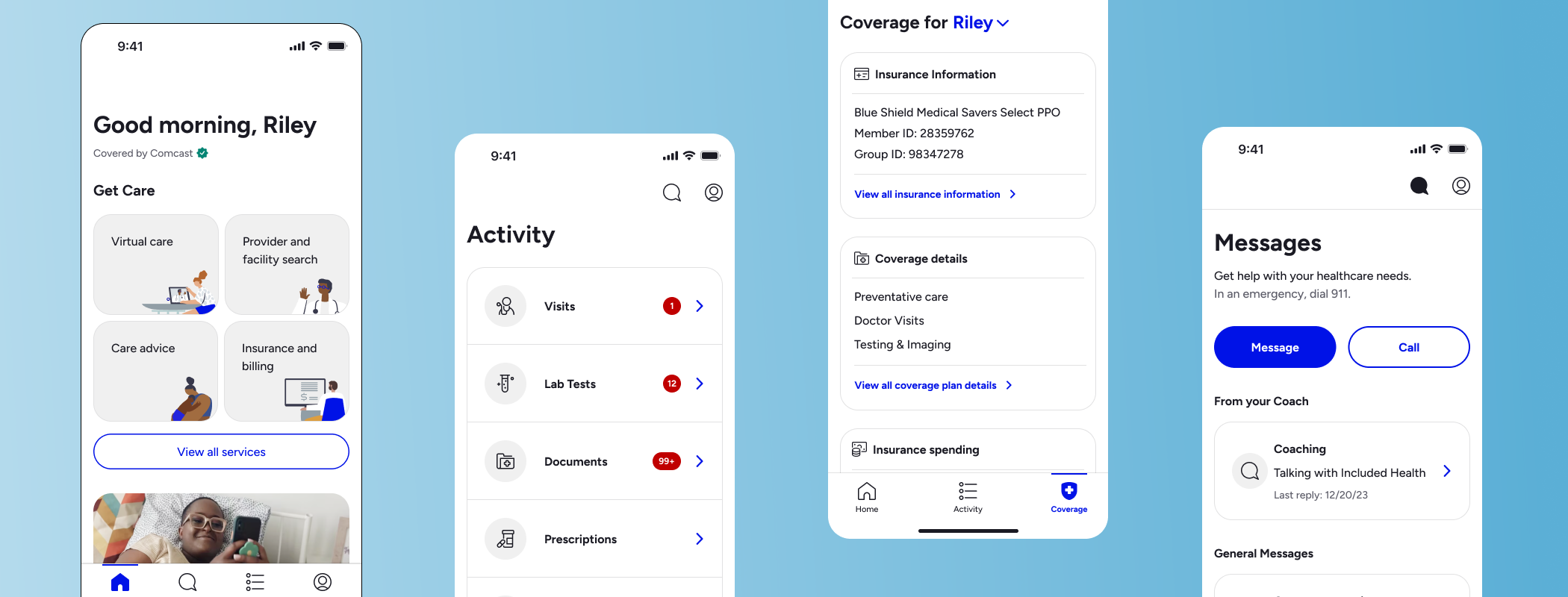 The re-platformed Included Health app — unified member experience across Home, Activity, Coverage, and Messages